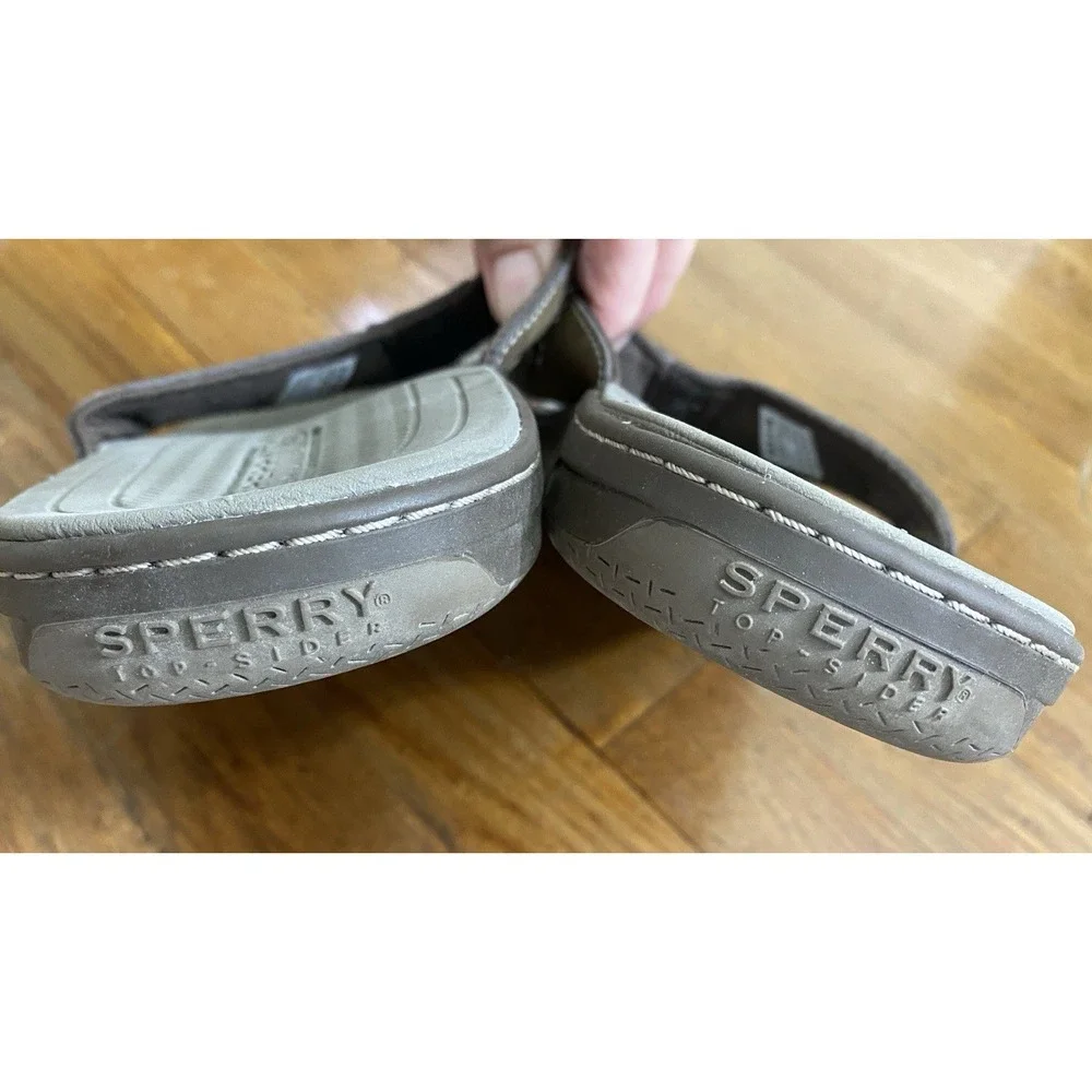 Sperry Havasu Leather Flip Flop Sandals Men's 8M Brown Beach Comfort STS11971